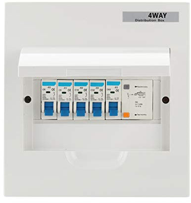 4-Wege-Schutzschalter für kleine Lecks 63A 30mA RCD+4MCB (2 * 6A+16A+32A) Verteilerkasten Mini-Verbrauchereinheit 4-Wege-Lasttrennschalter für Hausgarage