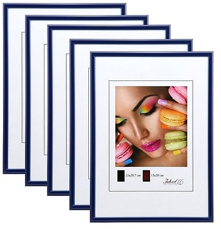 IDEAL TREND New Lifestyle Set Bilderrahmen Wanddeko Collage Poster Rahmen 2er 3er 5er Pack: Farbe: 5er Pack Blau | Format: 50x60
