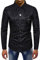 Shirt Herren Frühling Persönlichkeit Gutaussehend Gothic Style Niet Spleißen Design Männer Longsleeve Shirt Modern Urban Slim Fit Revers Strickjacke Herren Performance Kostüm B-Black 3XL
