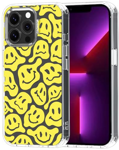 MOSNOVO Case for iPhone 13 Pro, [Buffertech 6.6ft Military-Grade Drop Protection] [Anti Peel Off Tech] Clear TPU Bumper Phone Case Cover Design - Melted Yellow Smiles Face
