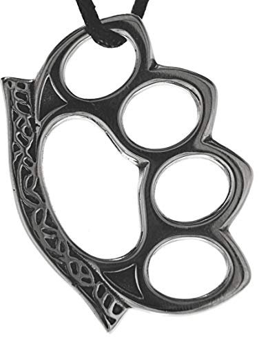 Kiss of Leather Anhänger Schlagring aus Edelstahl mit Panzerkette 2,6 mm (55 cm) Ed. 202