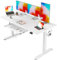 FEZIBO Height Adjustable Electric Standing Desk with Keyboard Tray, 160 x 60 cm Sit Stand up Desk with Splice Board, White Frame/White Top