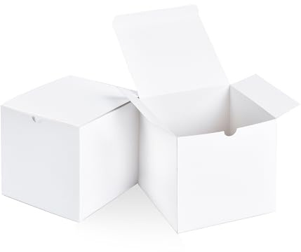 SHIPKEY 10PCS Small White Gift Boxes with Lids Square Wedding Box 8x8x8cm | Small Cardboard Bridesmaid/Proposal Boxes, 3x3x3in Paperboard Box, Birthday Party
