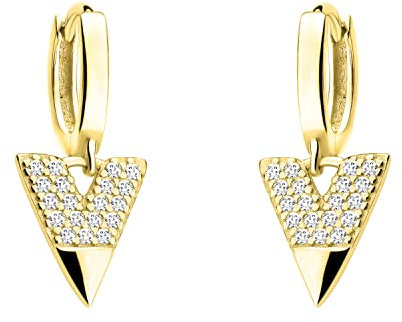 SOFIA MILANI - Damen Ohrringe 925 Silber - vergoldet/golden & mit Zirkonia Steinen - Dreieck Creole - E1641
