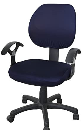 Highdi Coprisedia Ufficio Elasticizzato Coprisedie Gaming, 2 Pezzo Separato Fodere Coprisedia Girevole Ufficio, Tinta Unita Coprisedia da Computer con braccioli per Sedia da Ufficio (blu navy)