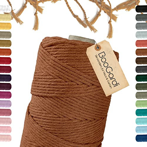 BooGardi Makramee Garn · viele Farben · Zimt 5mm x 100m · 3mm oder 5mm · Wollgarn · kreatives knüpfen weben Stricken · DIY Boho Garn