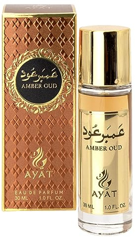 AYAT PERFUMES – Eau de Parfum Oriental Musk 30 ml – Mini Flacon Senteur Arabian pour Femme & Homme – Cadeau Original – Fabriqué à Dubaï (Amber Oud)