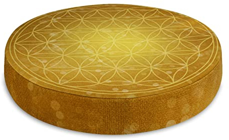 SANDINI Sitzkissen - Rund 38 x 6 cm - Riesige Auswahl - Holz - Obst - Gemüse - Blume des Lebens - Kissen für Wohnräume und Garten - Bodenkissen Dekokissen