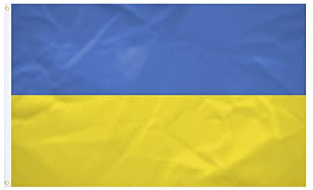 Flagge der Ukraine – 150 x 240 cm – verstärkter Stoff – nachhaltige Nähte – lebendige Farben – Flagge außen innen – integrierte Ösen – Nationalflagge