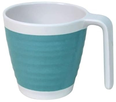Outdoor Revolution Premium Robuste Melamin-Kunststoff Camping Stapelbecher Set von 4 in Pastellblau mit stapelbarem Griff Design 9 cm hoch Campingbecher große Tasse für heiße Getränke