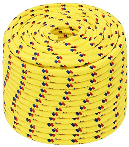 vidaXL Bootsseil Ankerleine Festmacher Tauwerk PP Leine Seil Tau Polypropylenseil Geflochten Flechtleine Gelb 12mm 50m Polypropylen