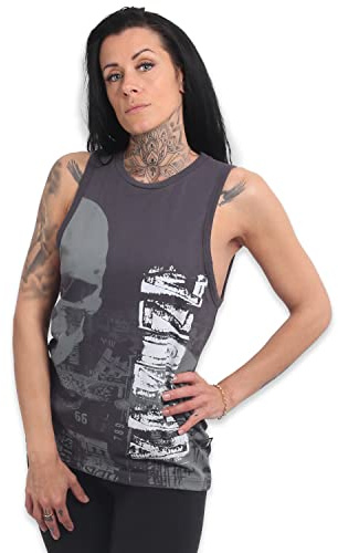 Yakuza Damen Newsskull Urban Tank Shirt, Anthrazit, XS