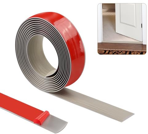 4m×4cm Threshold Strip,Carpet Door Trim Stripstrips, Floor Transition Strips, Self Adhesive Floor Door Divider Strip, Flat Laminate Profile Flooring Edge Trim Strip(Grey Wood Grain)