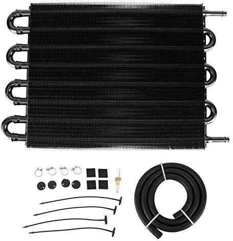 Radiatore Olio Trasmissione, 8 File 26.000 Libbre GVW Radiatore Olio Trasmissione Universale in Alluminio Nero per Tutti i Veicoli, 300 X 254 X 20 Mm
