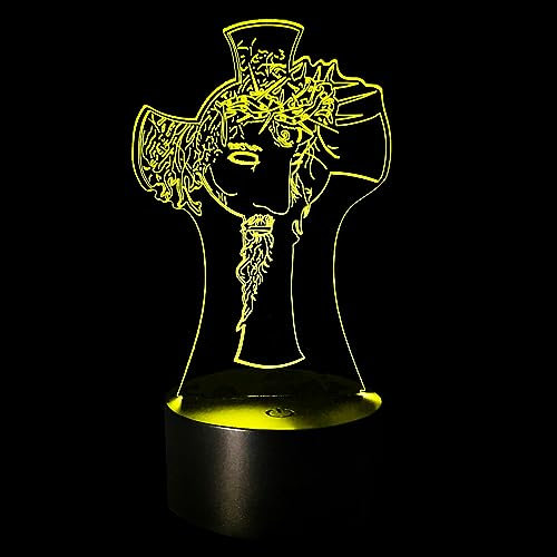 Jinson well 3D Gott Jesus Kreuz led Nachtlicht Lampe optische Nacht licht Illusion 7 Farbwechsel Schreibtisch Dekoration Lampen mit Acryl USB Spielzeug