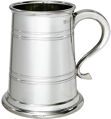 Zinn Krug 1 Pint Linien und Rillen Heeley-Stil Schwanengriff Rein Schwer Messgerät Bier Krug Möglich für Gravur Personalisierte Geschenke für Männer und Frauen
