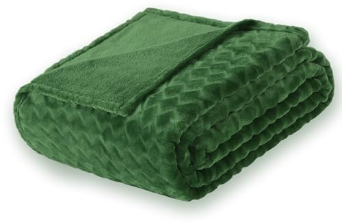 FY FIBER HOUSE Fleece Kuscheldecken mit der Schlangenlinie, extra weiche Flauschige Decken, leichte, gemütliche Mikrofaser Sofadecke/Wolldecke für Büro, Sessel und Camping, 130x150cm, Grün