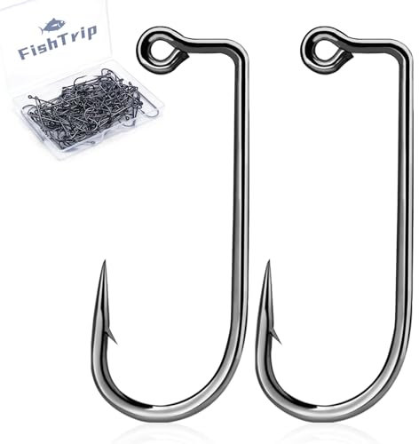 FishTrip 90-Grad-Jighaken zum Angeln, 100 Stück, Aberdeen Langschafthaken, Jigmacher für Süß- und Salzwasser, Fliegenbinden, Nr. 8