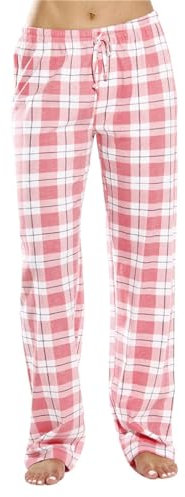 Minetom Pantalon de Pyjama Femme Baggy Pantalon à Carreaux Taille Haute Pantalons Jambes Larges Casual Bas de Pyjama A3 Rose M