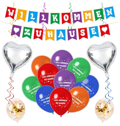 Joykindom Willkommen Zuhause Deko, Baby Herzlich Willkommen Girlande für Einweihungsparty, Home, Geburt, Fest Dekoration Bunt