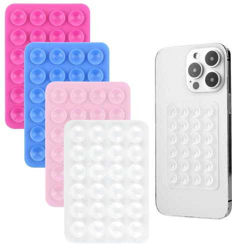 4 Stück Silikon Handyhalterung Saugnapf Handy Saugnapf Smartphone Halterung Auto Saugnäpfe Handyhalter Autohalterung Kompatibel für Alle Handy-Modelle(4 Farben)