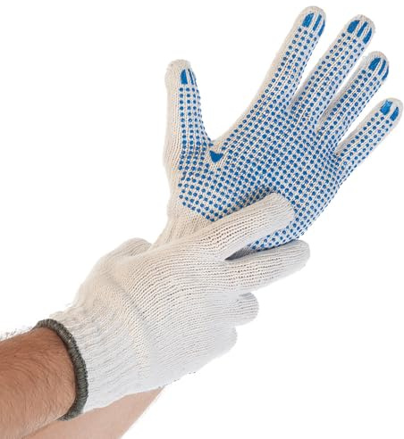 FRANZ MENSCH 24 Stück Hygostar Grobstrickhandschuhe Structa | Nylon/Baumwolle, Packung, weiß-blau, 10/XL, L: 26cm, Grobstrickhandschuhe, Arbeithandschuhe, Montagehandschuhe