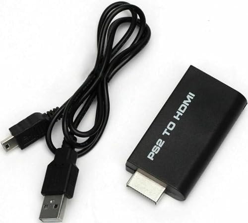 AYMBH PS2 to HDMI Converter - Full HD 1080p Video Adapter with 3.5mm Audio Output | Plug & Play for HDTV/HDMI Monitor | Supports PS2 Display Modes 480i/480p/576i | Compact Design & USB Powered