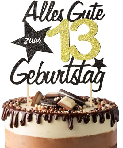 BOOMTOP Torten Deko 13 Geburtstag Deko Kuchen Junge Mädchen Happy 13th Birthday Cake Topper Offiziell Teenager 13 Kuchendeko Alles Gute zum 13. Geburtstag Kuchen Topper 13 Kindergeburtstag Dekoration