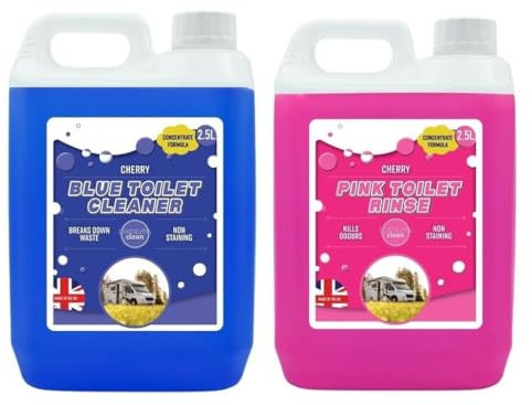 Unibos | Pink & Blue Chemical Motorhome & Caravan Toilet Fluid & Rinse Cleaner | Disinfectant, Rinse & Cleaner | 2.5 Litre 2 Pack