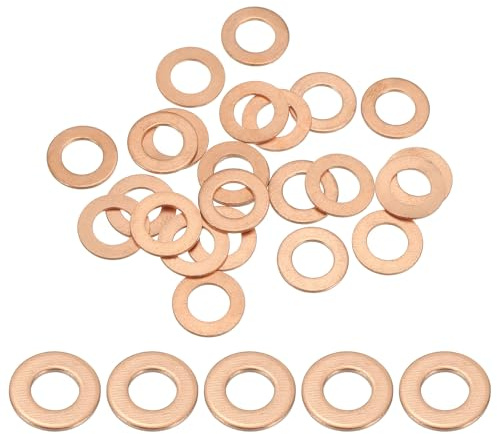 PATIKIL M8 Copper Washer Sealing Ring, 25 Pieces 8mm ID 14mm OD 1mm Thickness Metric Flat Sealing Gasket Crush Washer for Screws Bolt Sump Plugs Oil Drain
