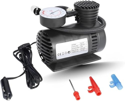 Compressore Aria Auto Portatile (12 V da accendi sigari, pressione max18 bar, tubo alta pressione 45 cm) Pneumatici Moto, Bici MINI COMPRESSORE pompa aria elettrica da viaggio