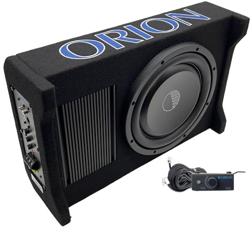 ORION Cobalt CPE100 10” 1600W Max Active Down-Firing Subwoofer Thin Enclosure with Built-in Amplifier – Slim Loaded Sub for Tight Spaces in Cars and Trucks, Air-Tight Sealed Shallow Mount Enclosure