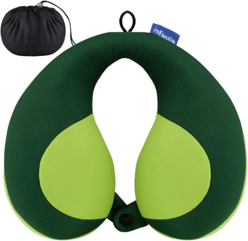 INFANZIA Kinder Nackenkissen Kinnstützendes Reisekissen, U-förmiges Nackenhörnchen,Verhindert des Vorwärtsfallens des Kopfes, Schlafkissen für Auto, Flugzeug oder Zug, Geschenke für Kinder, Grün