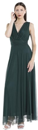 VALORIALUXE Abito Lungo da Cerimonia Donna in Tulle Elasticizzato con Scollo a V – Made in Italy