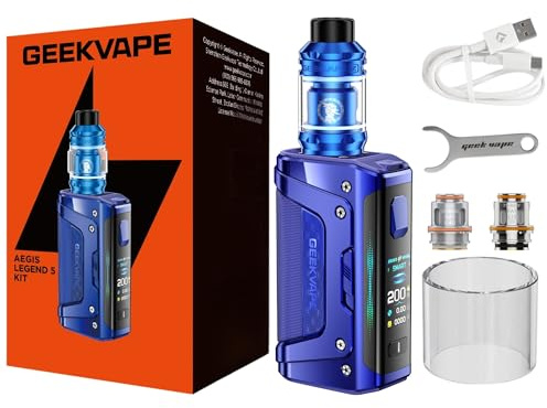 Geekvape Aegis Legend 5 Vape Kit [Twilight Blue] - 8 colours - Compatible with Geekvape Z Coils - Dual 18650 External Battery (Sold Separately), 200W Output, 1.08 Display, IP68-Rating - Nicotine Free