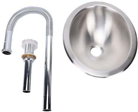 Acouto Fregadero Redondo de Acero Inoxidable 304 para Vehículos Recreativos, Mini Fregadero de Cocina con Acabado de Espejo Cepillado de 13,23x10,63x4,72 Pulgadas, con Accesorios de