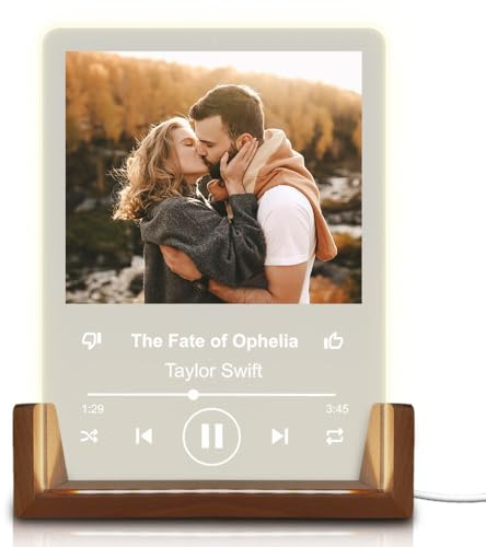 Plexido Personalisiertes Geschenk – LED Lampe mit Foto & Spotify-Code – Geschenk für Frauen, Männer und Paare – Lichtbild mit Musik & Namen – Geschenkidee zum Hochzeitstag, Jahrestag, Geburtstag