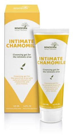 Benostan Intimate Chamomile Gel 125ml, pH Balancing Feminine Wash for Women | Gentle pH balancing intimate wash with chamomile & olive leaf for everyday feminine hygiene, daily freshness and comfort