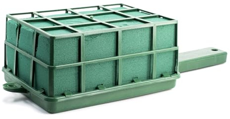 Creativery Nass Steckschaum Ziegel 27,5x12x8cm mit Halter - für Profi Floristen & Hobby Bastler - Frischblumen Steckschwamm - Blumen Steckmasse - Floristik Zubehör & Floristikbedarf - Grün