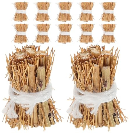 HOMOCONO Mini Straw Hay Bales 12Pcs 2.5Cm Small Decorative Haystack for DIY Crafts Garden Scenery and Photography Props