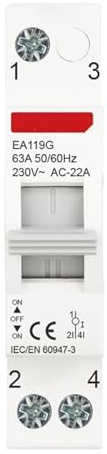 1PCS 1P 40A 63A AC230V 50/60Hz Rail Din Modulaire Double Alimentation Commutateur De Transfert Manuel Interrupteur D'isolement Disjoncteur(63A)