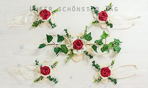 5-tlg. Tischdekoration bordeaux zur Hochzeit Taufe Tischdeko TD0062 (2)