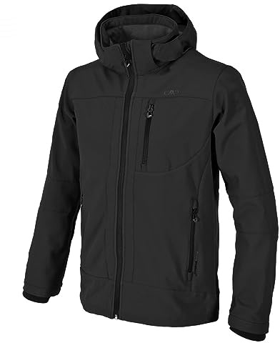 CMP Softshelljacke Melange mit Kapuze | Schutz vor Nässe, Schutz vor Wind, leichtes Tragegefühl, klein verstaubar