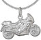 CLEVER SCHMUCK Set Silberner Anhänger Motorrad beidseitig plastisch glänzend und Kette Panzer 42 cm STERLING SILBER 925 im Etui blau