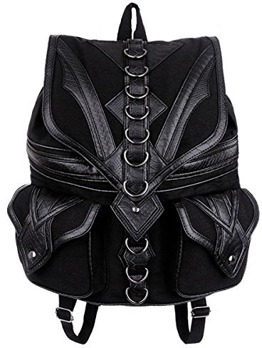 Dark Dreams Gothic Steampunk Tasche Restyle Rucksack Drache Dragon Backpack Kunstleder-Applikationen schwarz