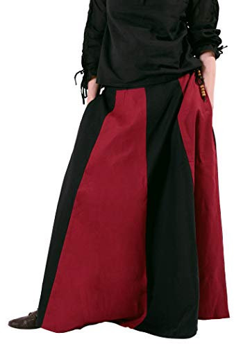 Battle-Merchant Mittelalterlicher Rock Damen Baumwolle | bodenlang und weit ausgestellt in div Farben S-XXL | Mittelalter LARP Kleidung Magd Wikinger (Schwarz/Rot, L)