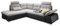 Stella Trading JAKARTA Ecksofa mit Schlaffunktion und Stoffbezug, Schwarz / Silber - Ausziehbares Schlafsofa mit steckbaren Kopfstützen & Kissen - 260 x 103 x 219 cm (B/H/T) Links