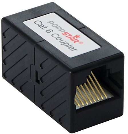 POPPSTAR 1x Adapter RJ45 Kupplung Cat6 (2X Buchse, 8-polig, geschirmt), Ethernetkabel Verbinder - Netzwerkkoppler für Patchkabel, DSL LAN Kabel, Netzwerkkabel, Modular UVM.