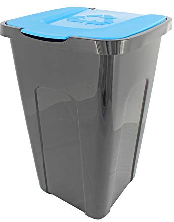 Abfalltonne Mülltonne Abfalleimer Mülleimer 50 Liter Recycling mit Deckel (Deckel Blau)