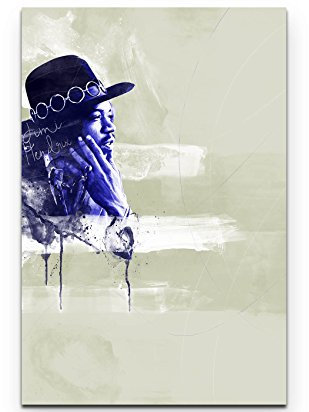 Paul Sinus Art Jimi Hendrix 90x60cm Splash Art Wandbild auf Leinwand blau